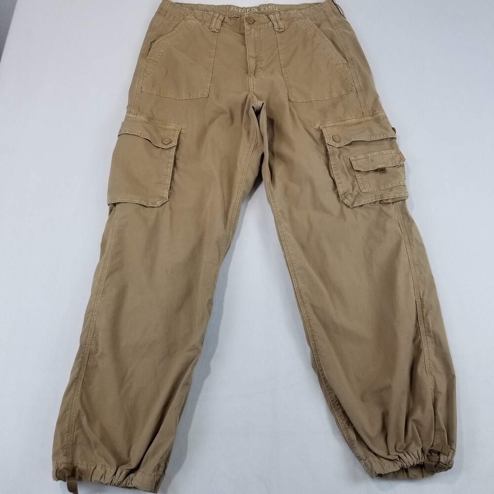 American Eagle Outfitters Pants Womens 16 Beige Baggy Jogger Cargo Stretch Twill - Picture 12 of 12